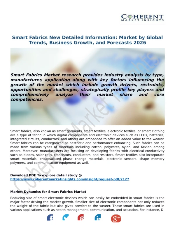 Smart Fabrics New Detailed Information: Market by Global Trends, Business Growth, and Forecasts 2026