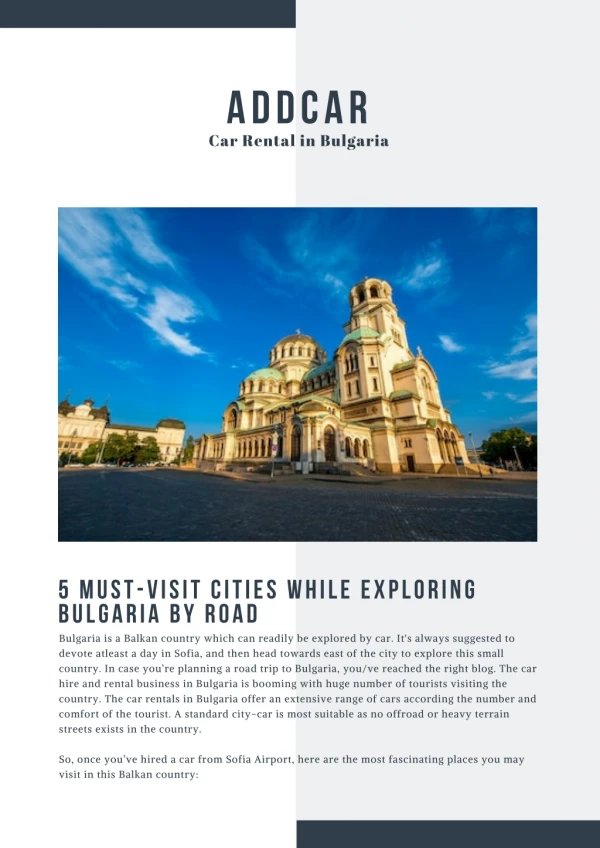 addCar: 5 Must-Visit Cities While Exploring Bulgaria By Road