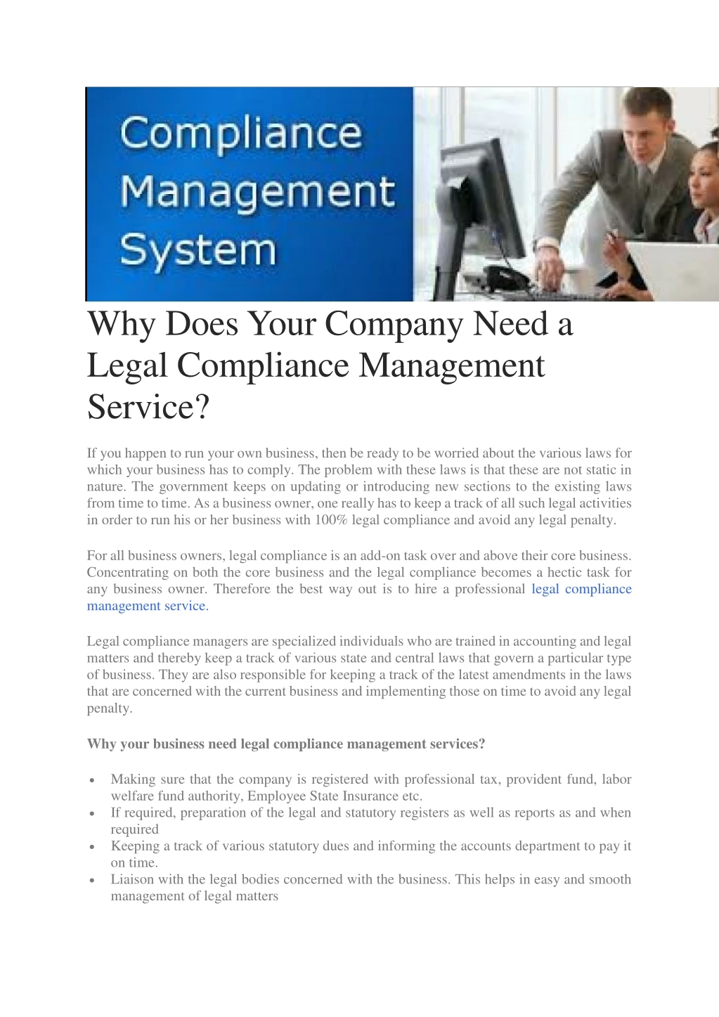 why does your company need a legal compliance