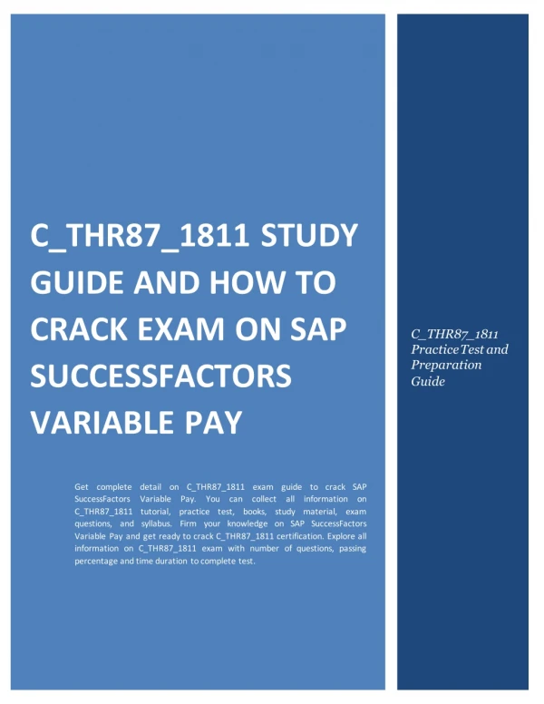 C_THR87_1811 Study Guide and How to Crack Exam on SAP SuccessFactors Variable Pay