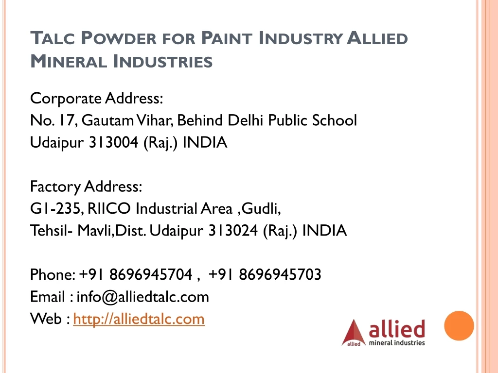 talc powder for paint industry allied mineral industries
