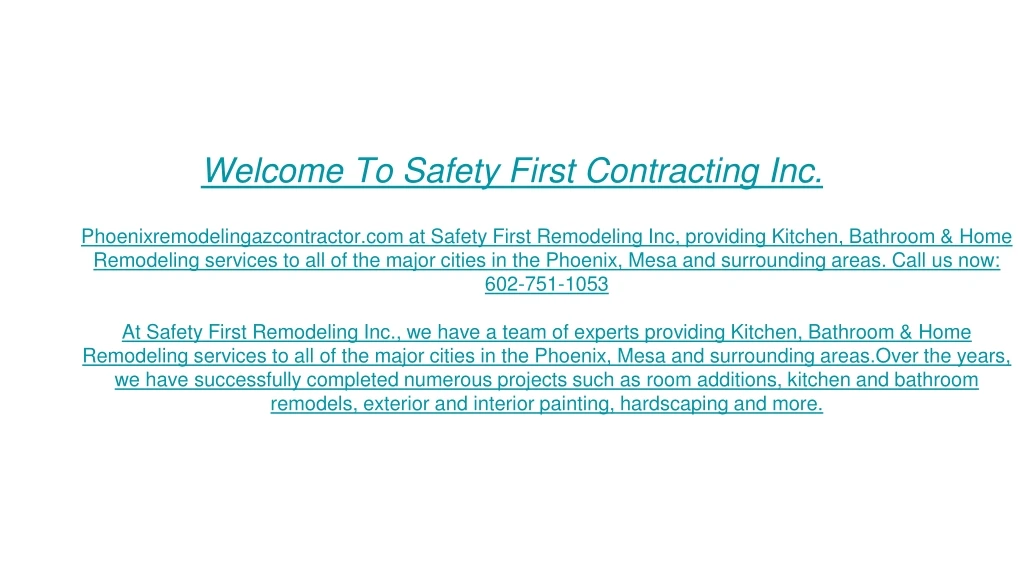 welcome to safety first contracting inc