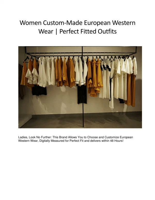 Women Custom-Made European Western Wear | Digitally Customise Perfect Fitted Outfits