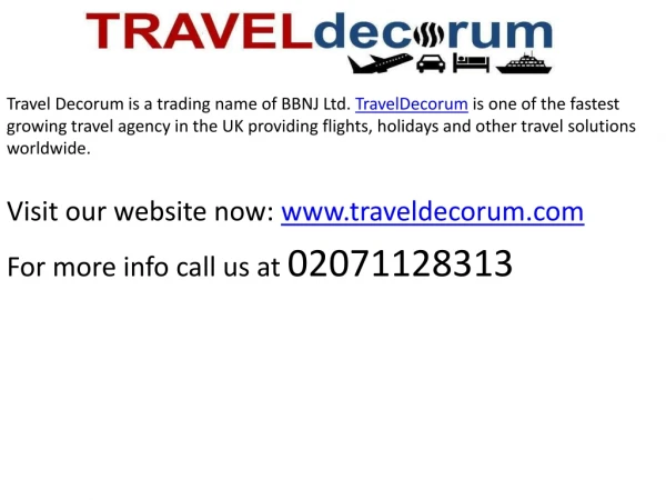 Cheap flight and airline tickets on Traveldecorum
