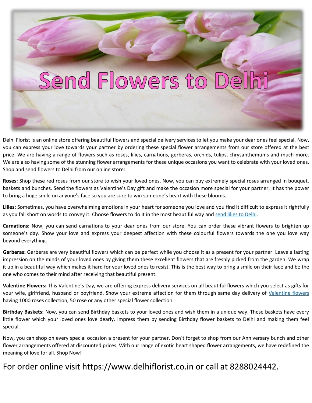 delhi florist is an online store offering