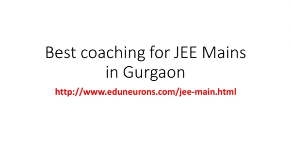 Best Coaching for JEE MAINS in Gurgaon