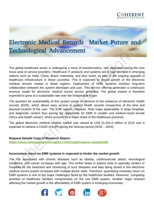 Electronic Medical Records Market Future and Technological Advancement