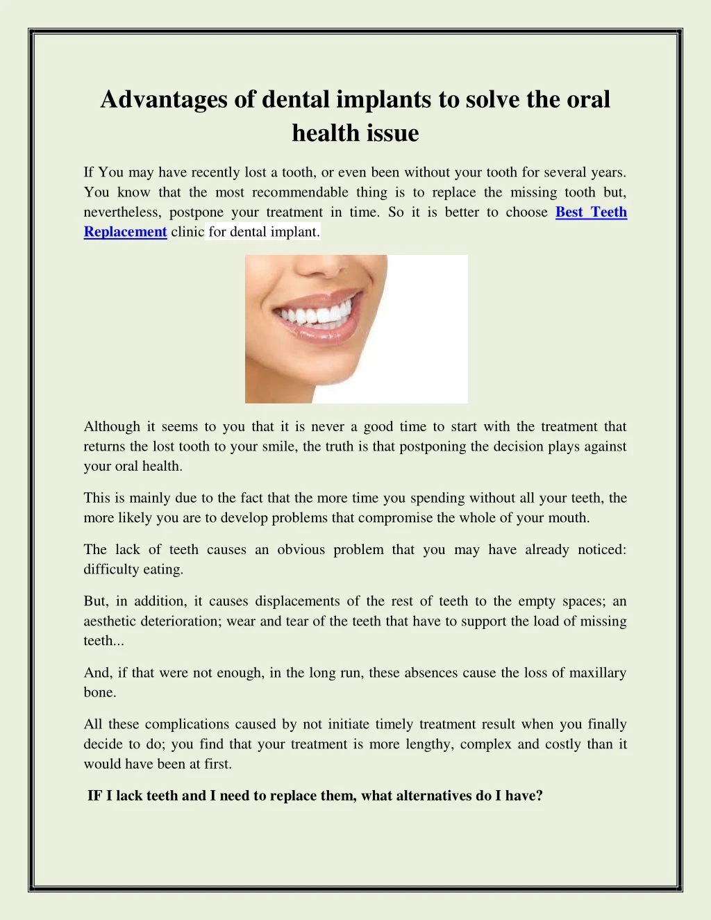 advantages of dental implants to solve the oral