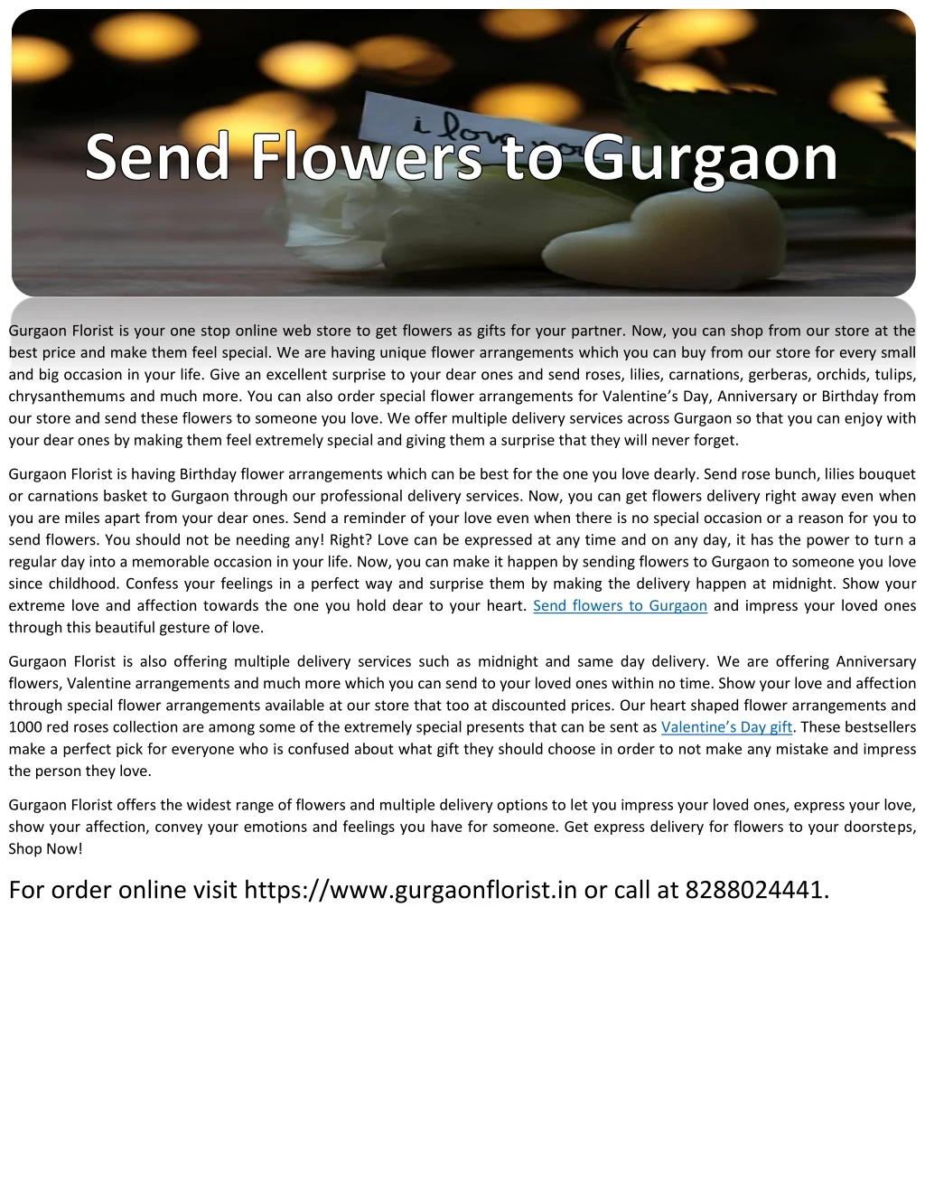 gurgaon florist is your one stop online web store