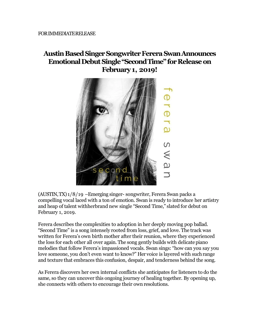 for immediate release austin based singer