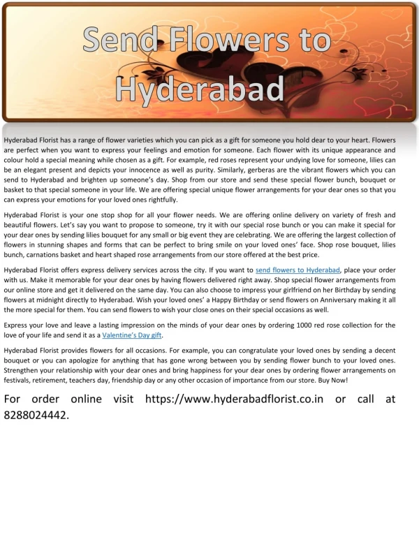 Send Flowers To Hyderabad