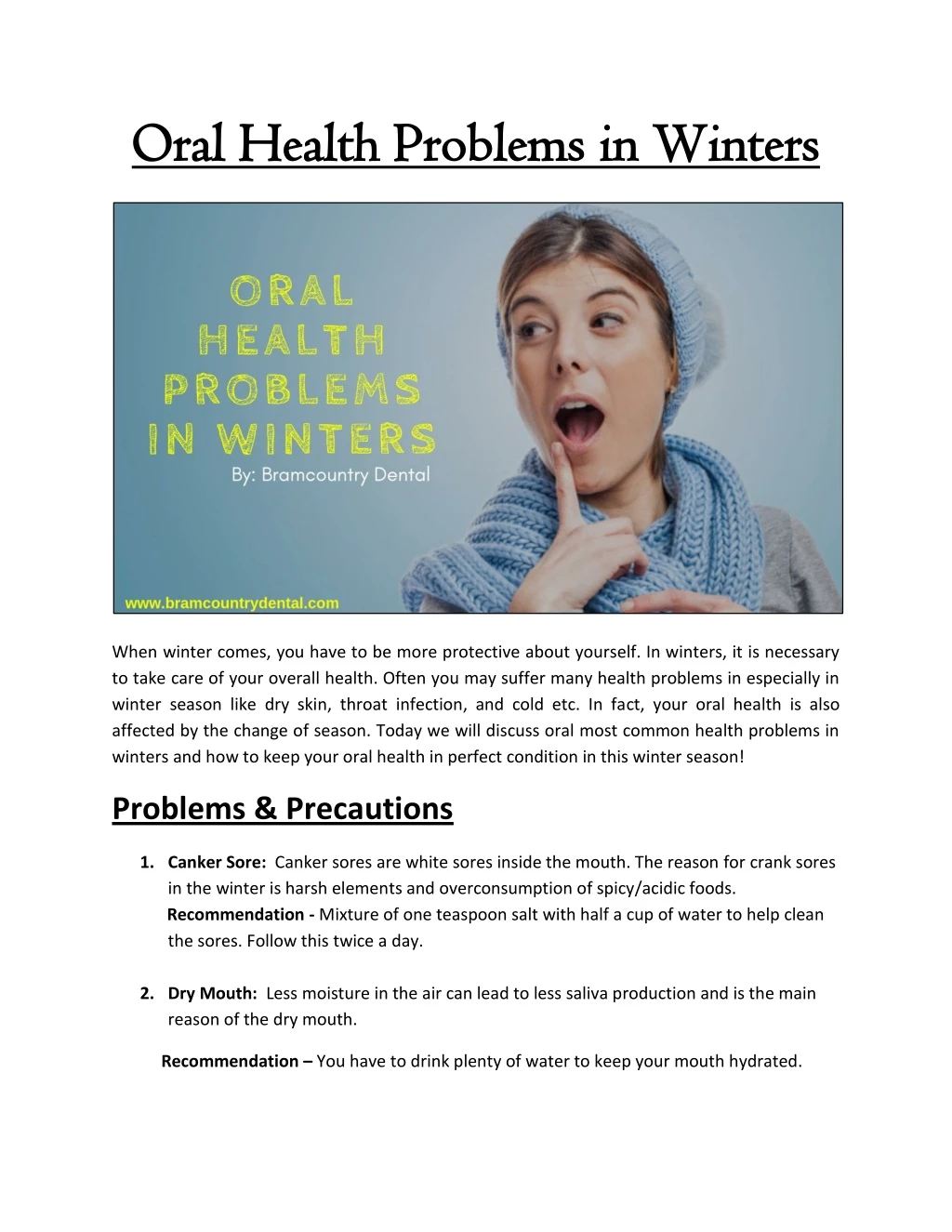 oral health problems in oral health problems in w