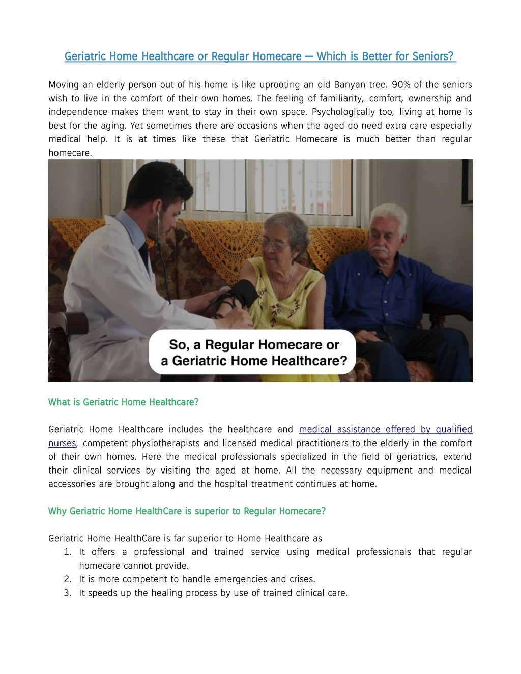 geriatric home healthcare or regular homecare