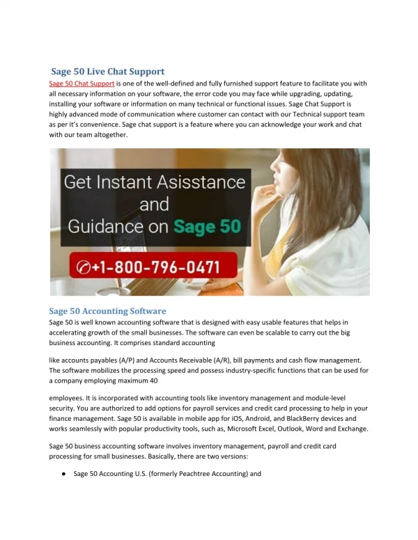 Sage 50 Live Chat Support