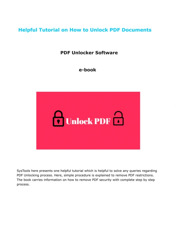How to Unlock PDF Documents on any Windows OS