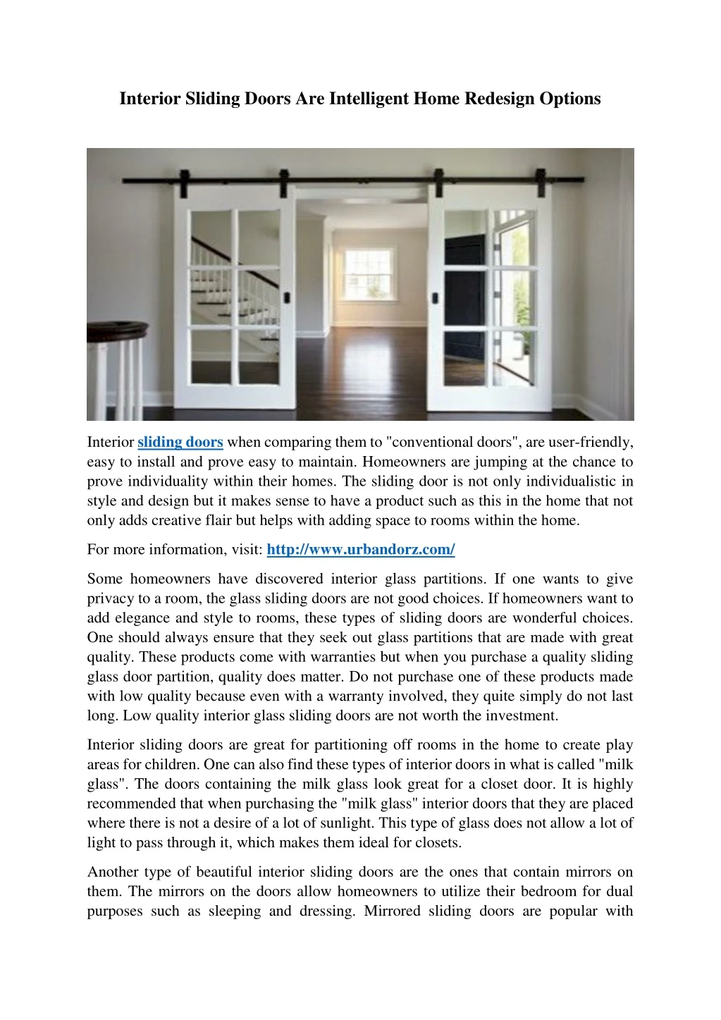 interior sliding doors are intelligent home