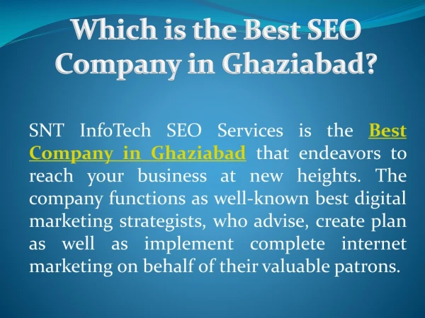 Which of the Best SEO Company in Noida & Ghaziabad