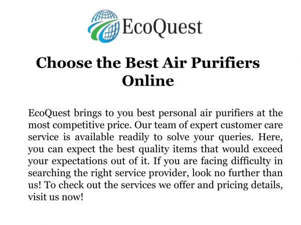 Choose the Best Air Purifiers Online