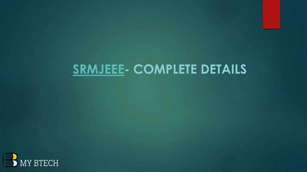 srmjeee complete details