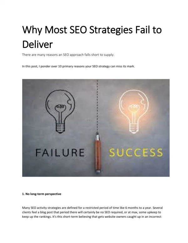 Why Most SEO Strategies Fail to Deliver