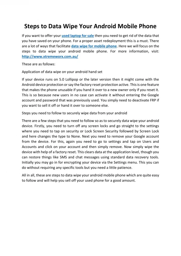 Steps to Data Wipe Your Android Mobile Phone