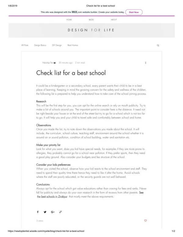 Check list for a best school