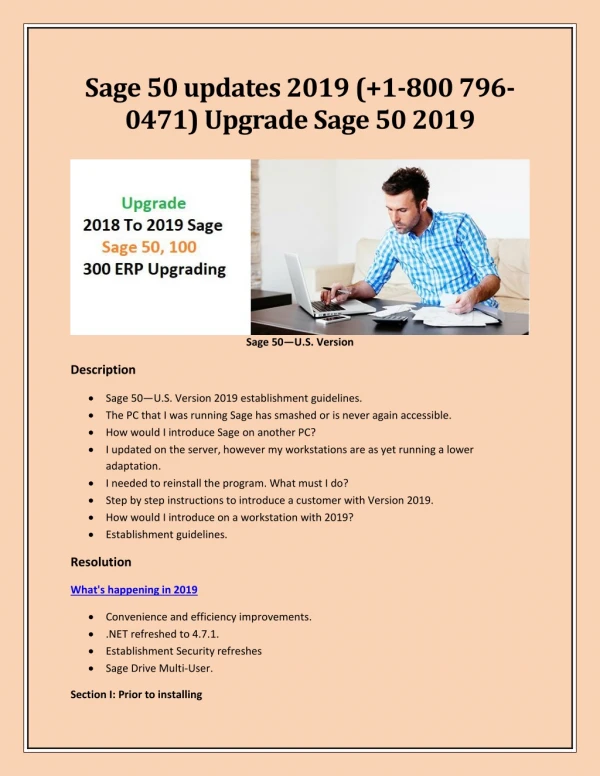 Sage 50 update 2019 ( 1-800-796-0471) Upgrade Sage 50 2019
