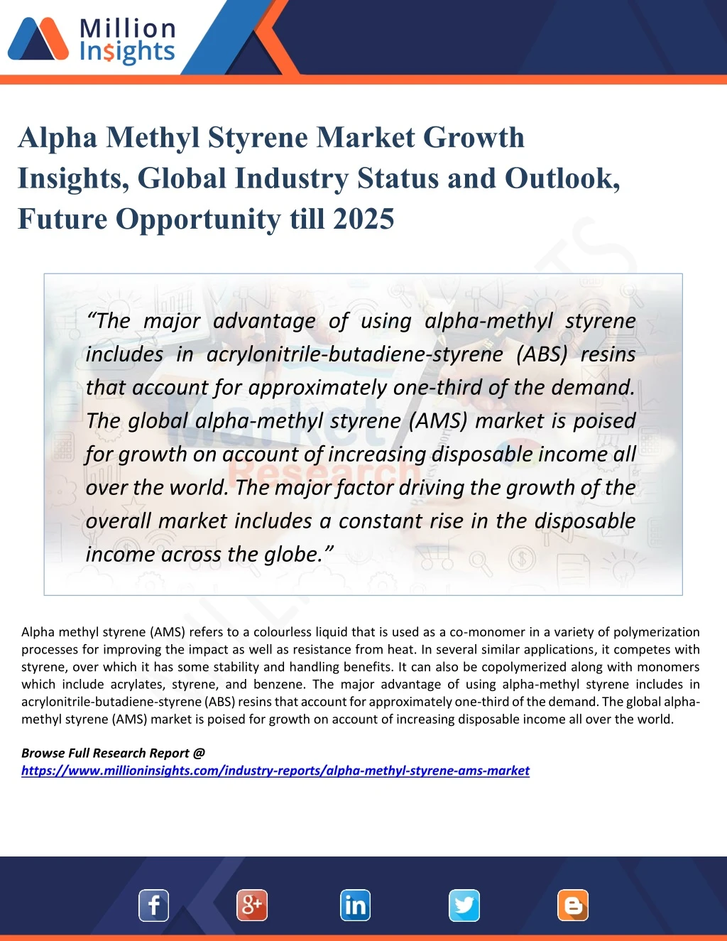 alpha methyl styrene market growth insights