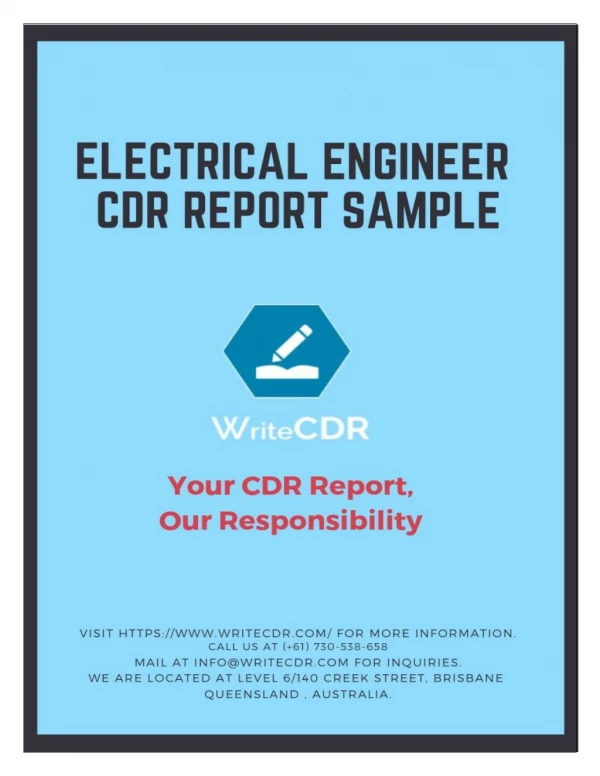ELECTRICAL ENGINEER CDR REPORT SAMPLE - WRITECDR