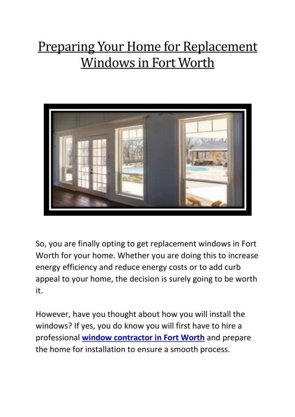 Preparing Your Home for Replacement Windows in Fort Worth