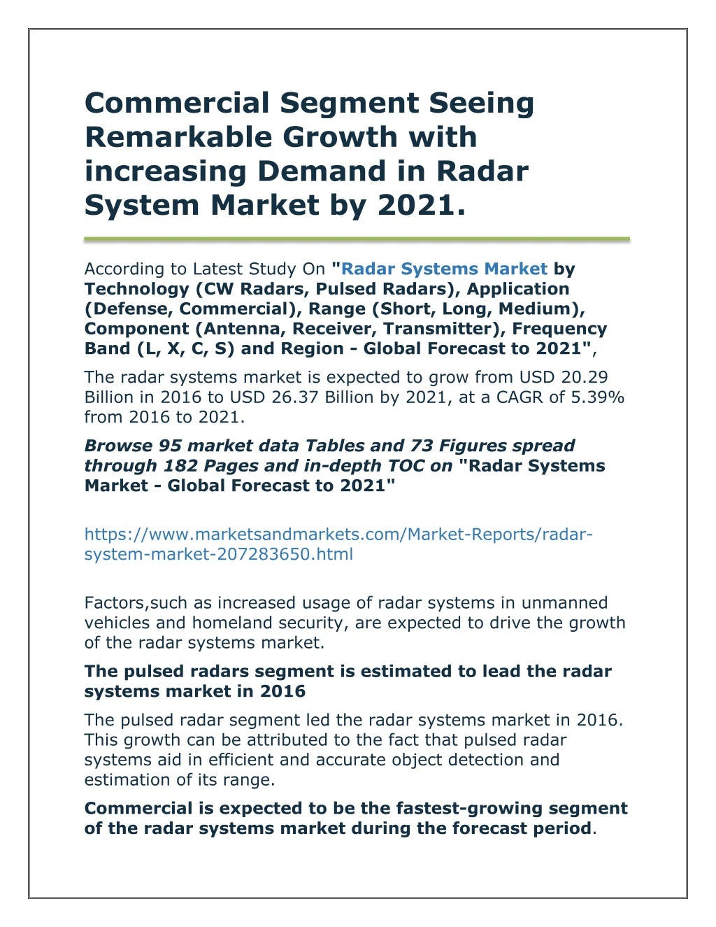 commercial segment seeing remarkable growth with