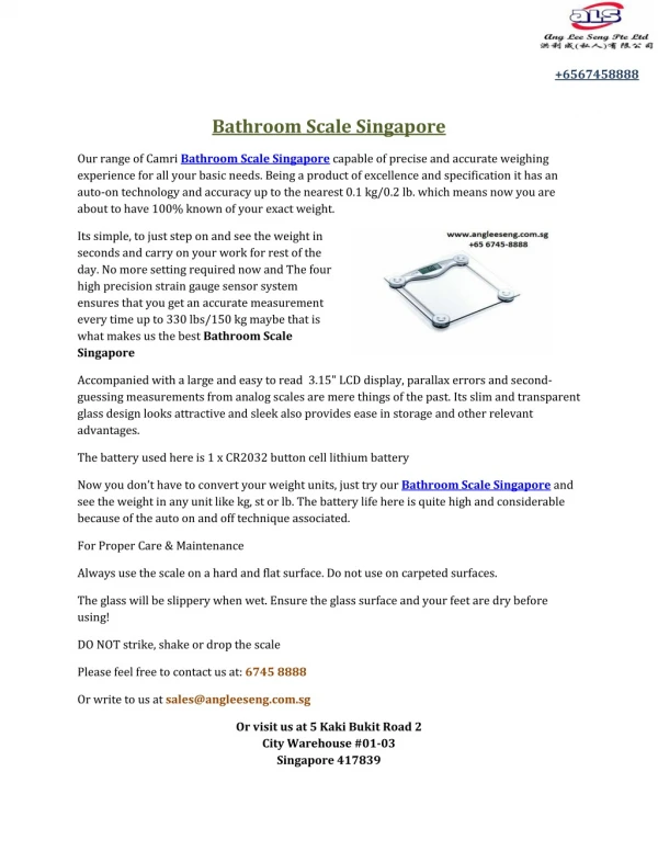 Bathroom Scale Singapore