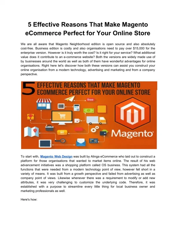 5 Effective Reasons That Make Magento eCommerce Perfect for Your Online Store