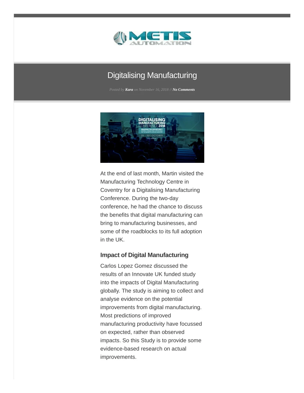 digitalising manufacturing