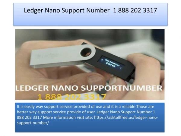 Ledger Nano Support Number 1 888 202 3317