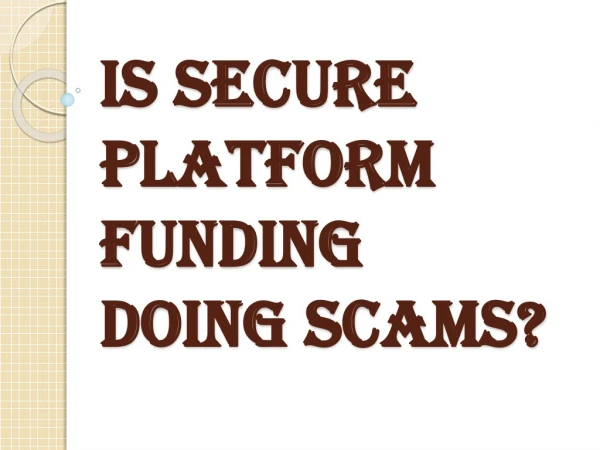 Scams - Scam Alerts | Secure Platform Funding