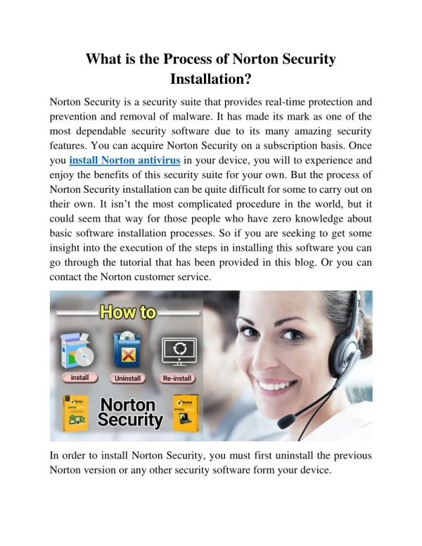 What is the process of Norton Security installation