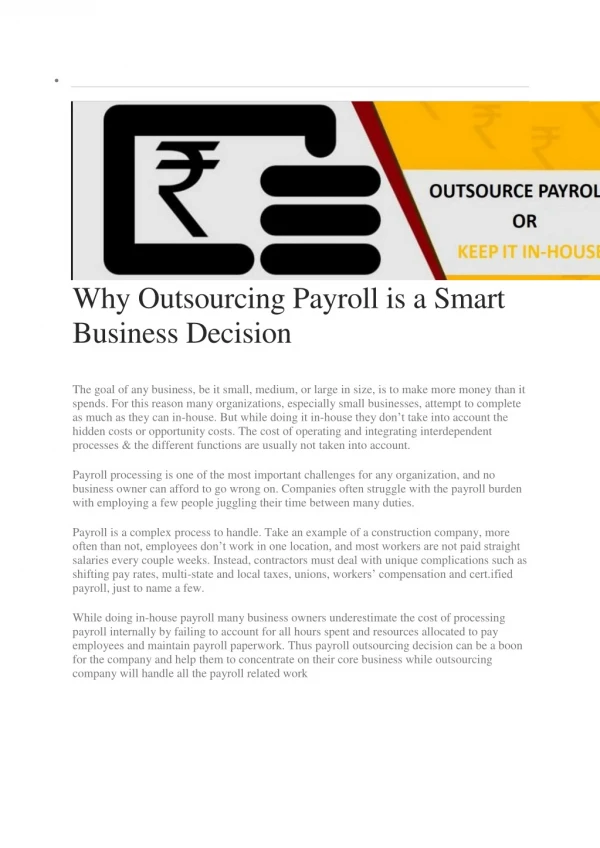Why Outsourcing Payroll is a Smart Business Decision