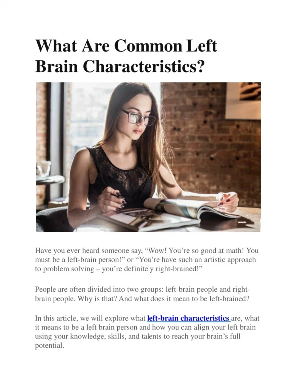 Left Brain Characteristics
