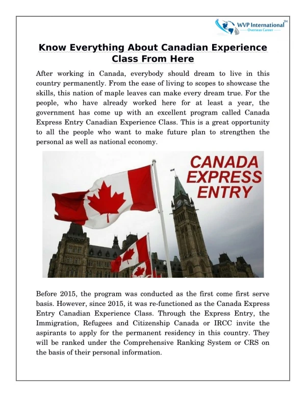 Know Everything About Canadian Experience Class From Here