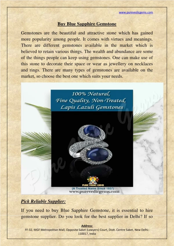 Buy Blue Sapphire Gemstone