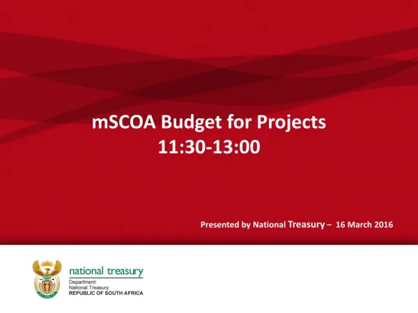 mSCOA Budget for Projects 11:30-13:00