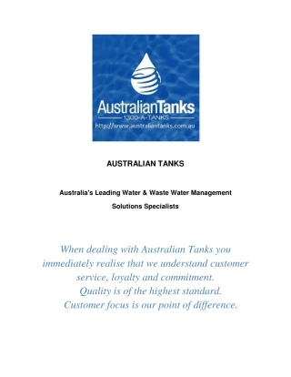 Water Storage Harvesting - Australian Tanks - slide 1