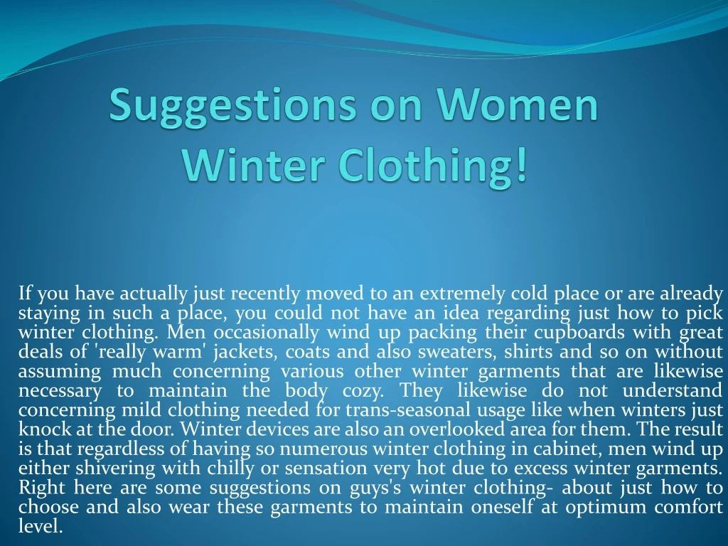 suggestions on women winter clothing