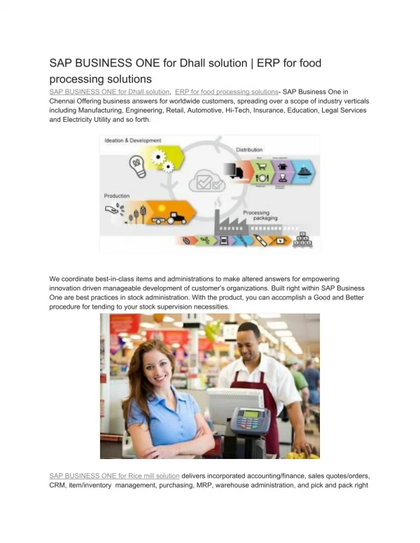 SAP BUSINESS ONE for Dhall solution | ERP for food processing solutions