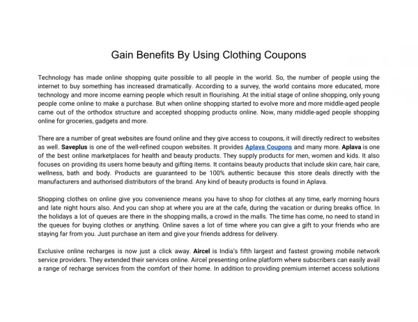 Gain Benefits By Using Clothing Coupons