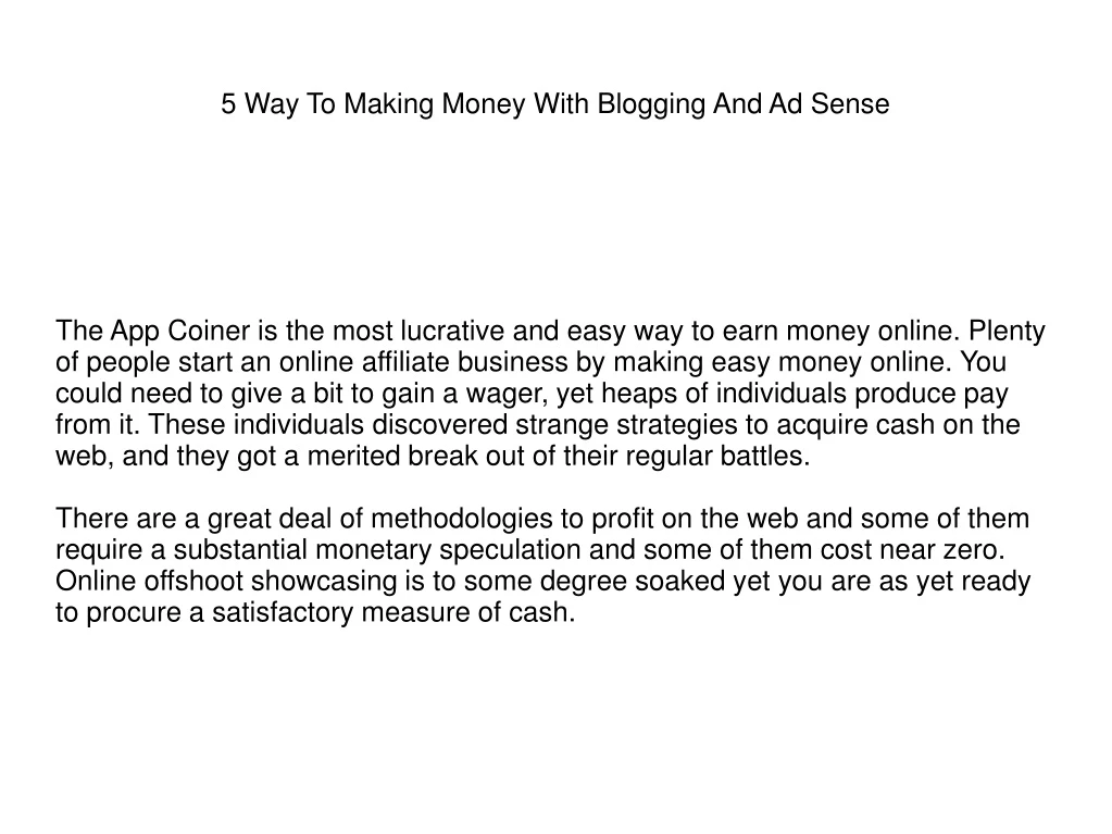5 way to making money with blogging and ad sense