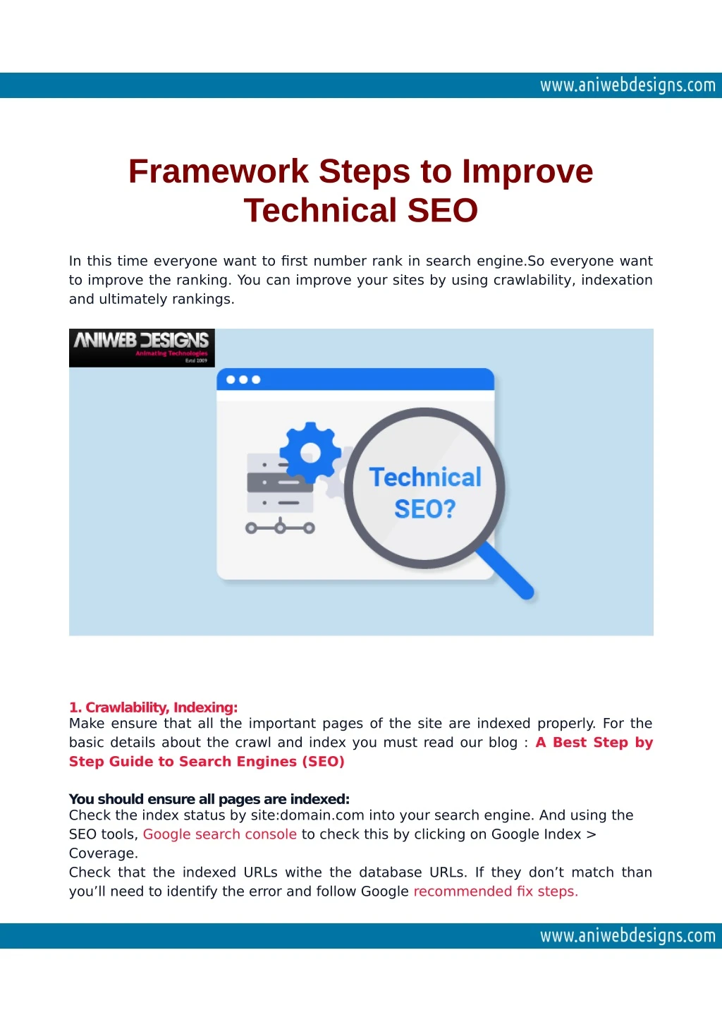 framework steps to improve technical seo
