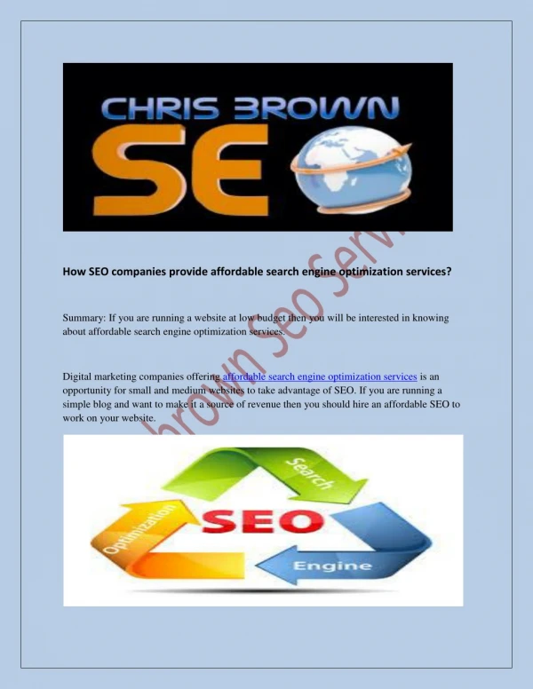 How SEO companies provide affordable search engine optimization services?