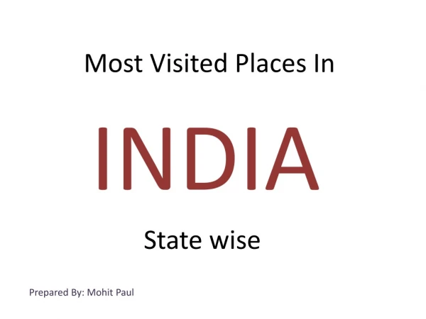 Most Visited Places In India State Wise